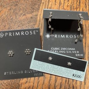 3 pair sterling stud earrings